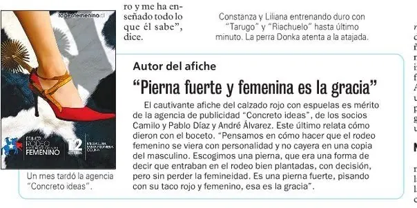 Recorte de prensa del afiche del Rodeo Femenino de ConcretoIdeas