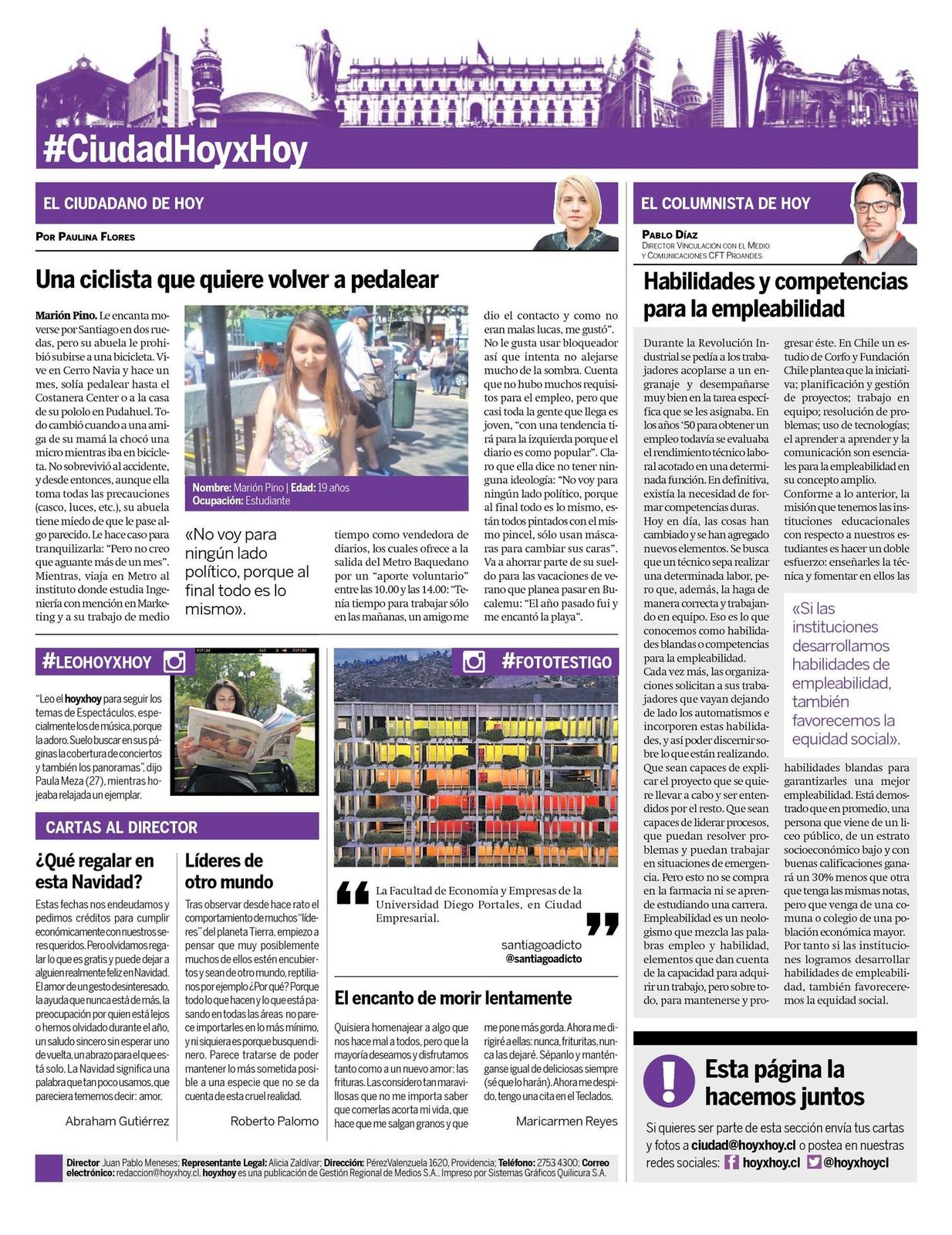 Columna de Pablo Díaz sobre empleabilidad en el diario HoyxHoy