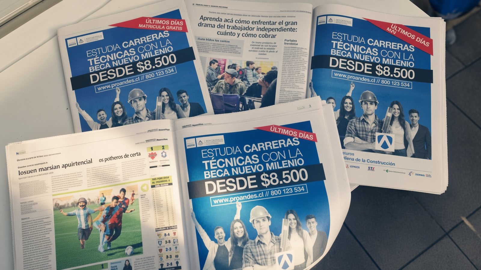 Avisos de prensa de la campaña Beca Nuevo Milenio de ProAndes